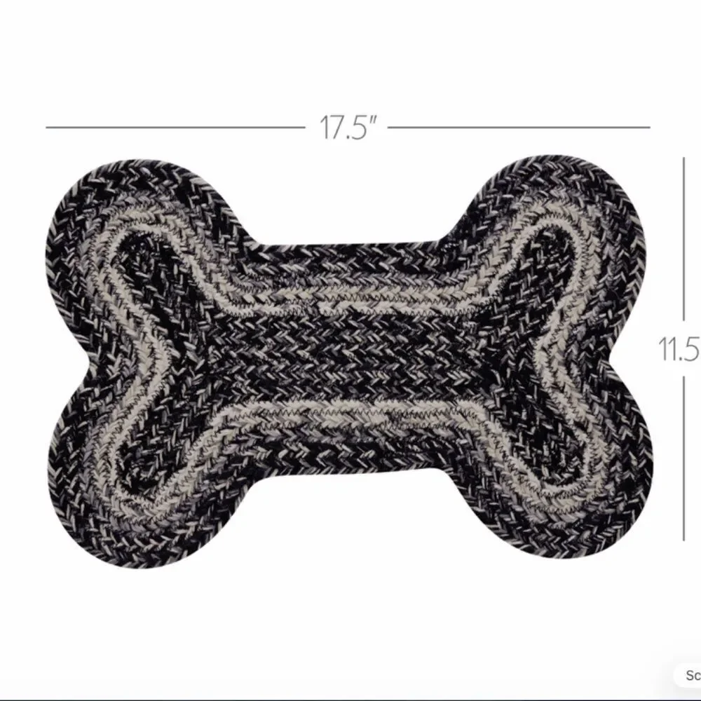Jute Braided Dog Feeding Mat Black Tan